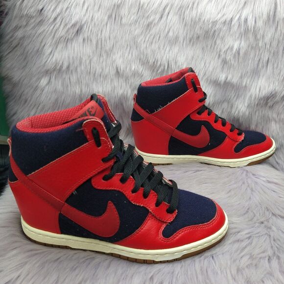 Nike Dunk Sky Hi Essentials Hidden Wedge Sneakers Womens Size 6.5 Red 644877-015 - Picture 2 of 7